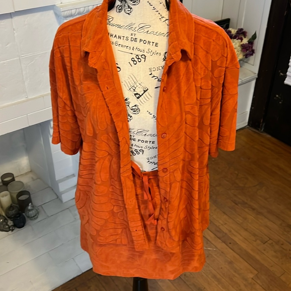 Orange Shirt/skirt set terry cloth